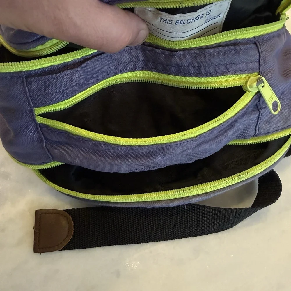 Vintage Lands' End Hiking Waist Pack Fanny Pack Adjustable Zip Neon 90s Multi